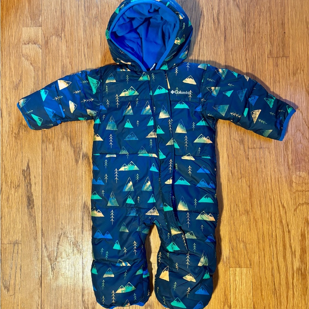 Columbia Kids' Blue and Green Mountain Print Snowsuit